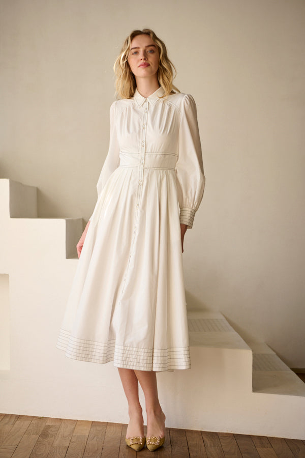 Olivier Shirt Dress  <br>-WHT-