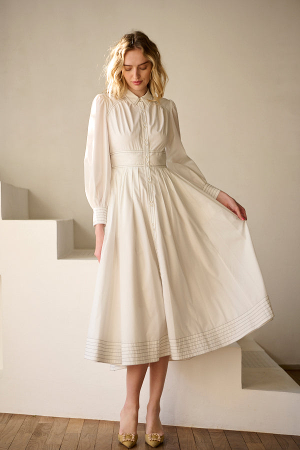 Olivier Shirt Dress  <br>-WHT-