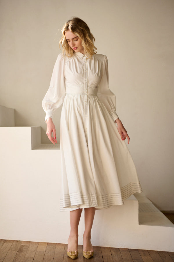 Olivier Shirt Dress  <br>-WHT-