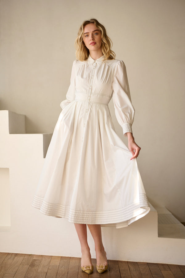 Olivier Shirt Dress  <br>-WHT-