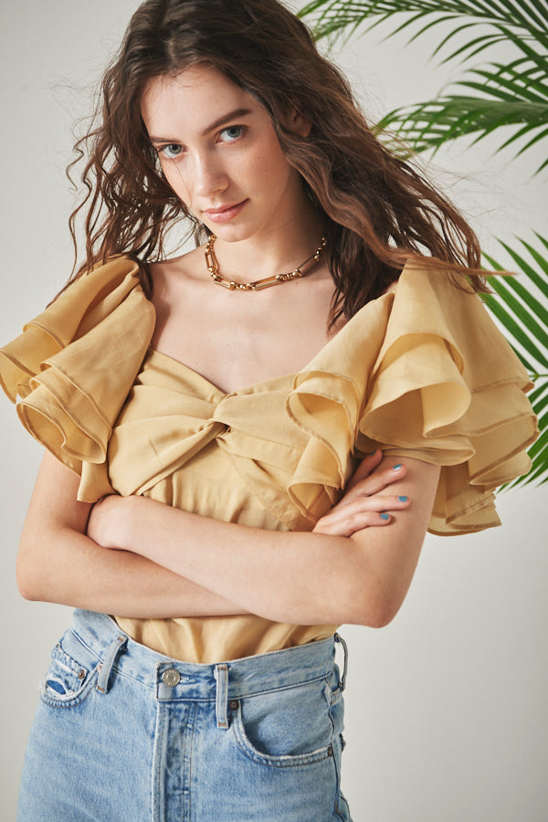 Ella Off-the-shoulder Top <br> -YEL-