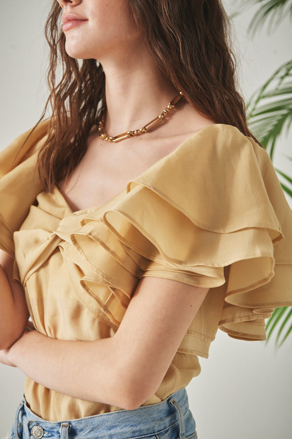 Ella Off-the-shoulder Top <br> -YEL-