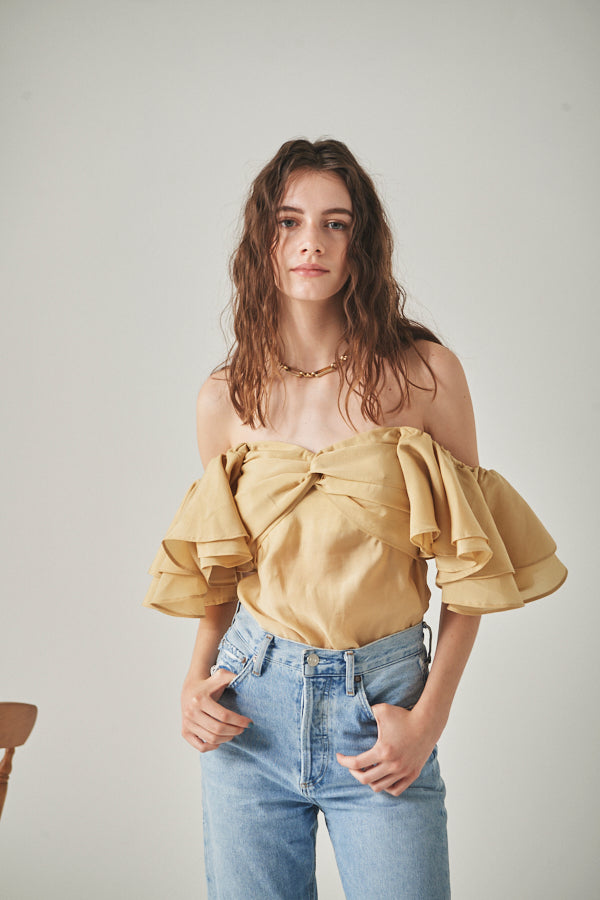 Ella Off-the-shoulder Top <br> -YEL-