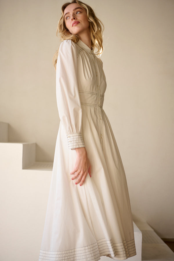 Olivier Shirt Dress  <br>-WHT-