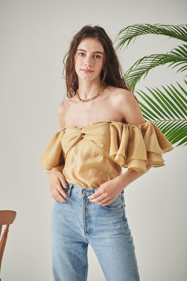 Ella Off-the-shoulder Top <br> -YEL-