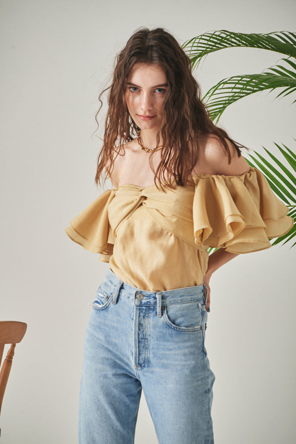 Ella Off-the-shoulder Top <br> -YEL-