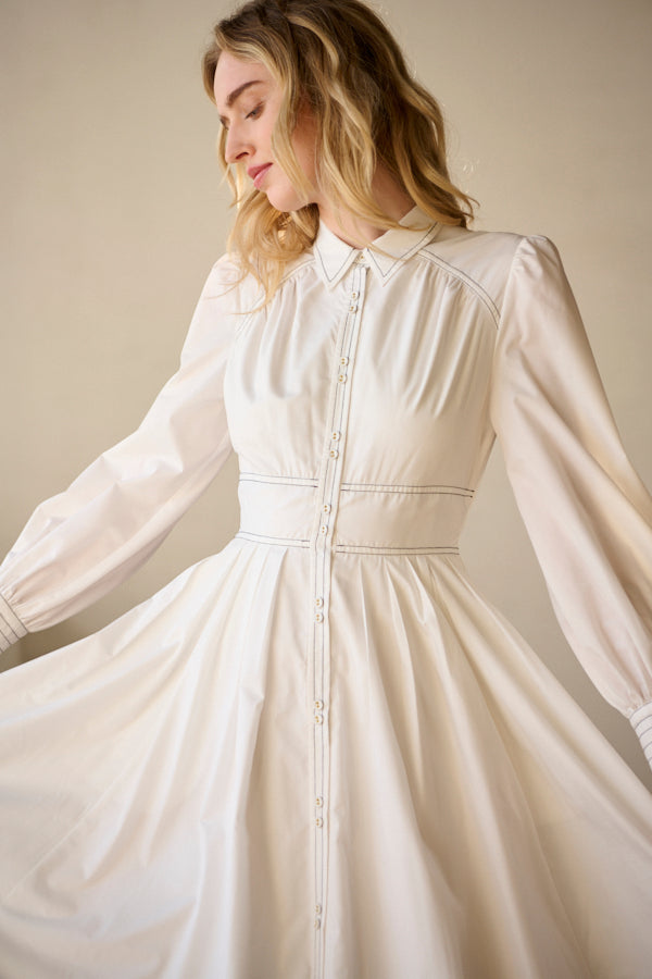 Olivier Shirt Dress  <br>-WHT-