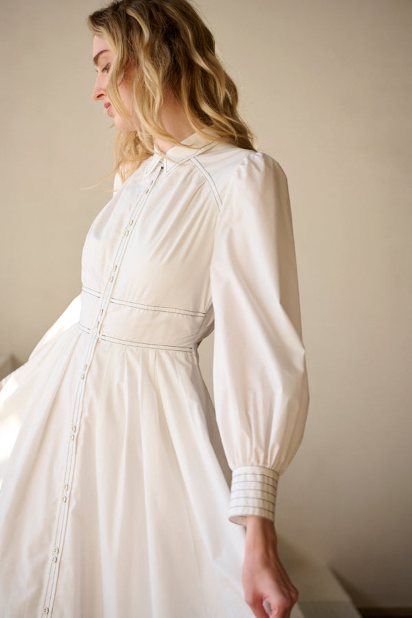 Olivier Shirt Dress  <br>-WHT-