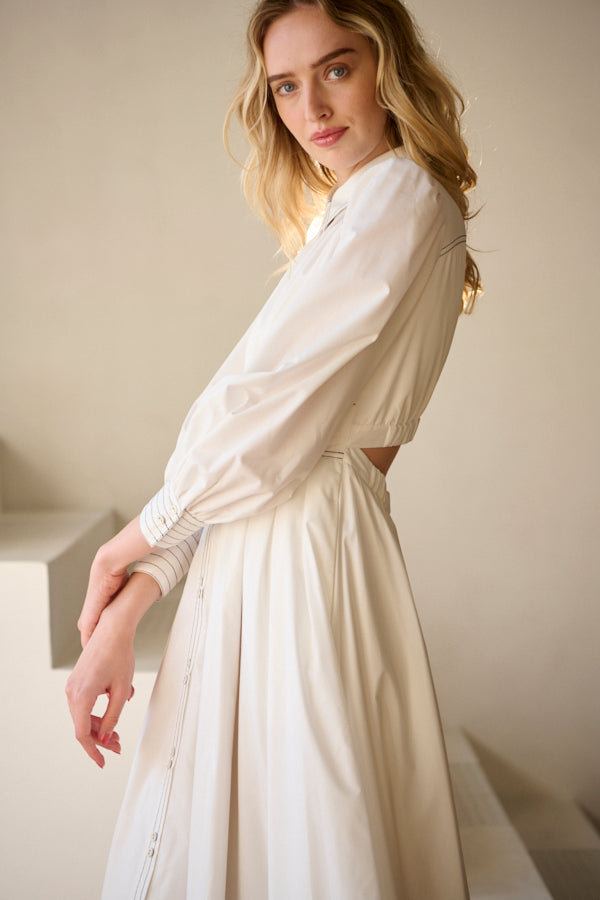 Olivier Shirt Dress  <br>-WHT-