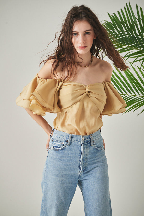 Ella Off-the-shoulder Top <br> -YEL-