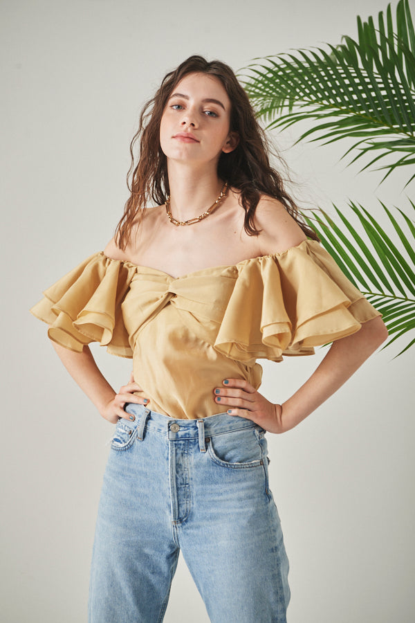 Ella Off-the-shoulder Top <br> -YEL-