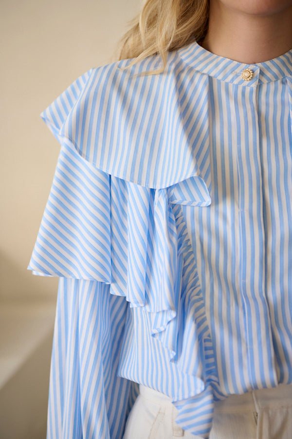 Martine Cotton-poplin Blouse <br>  -WHT x sax.st-