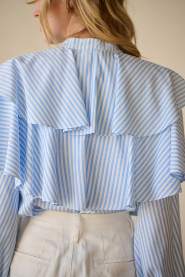 Martine Cotton-poplin Blouse <br>  -WHT x sax.st-