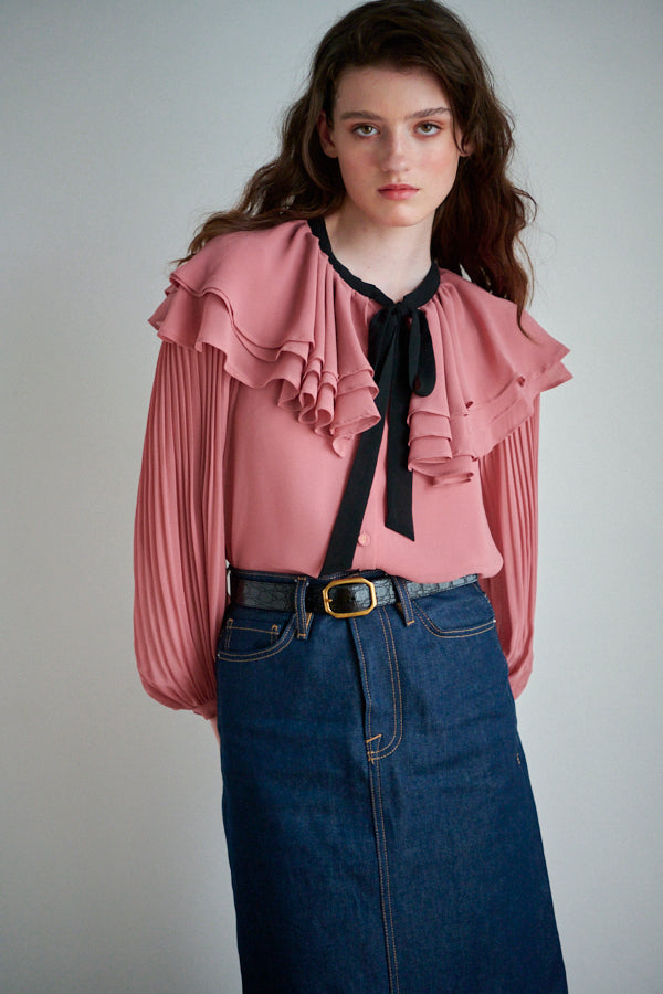 Queenie Bow Ruffled Blouse -PNK-