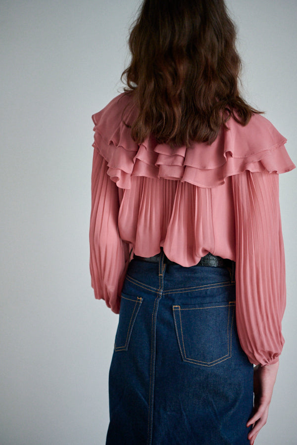 Queenie Bow Ruffled Blouse -PNK-