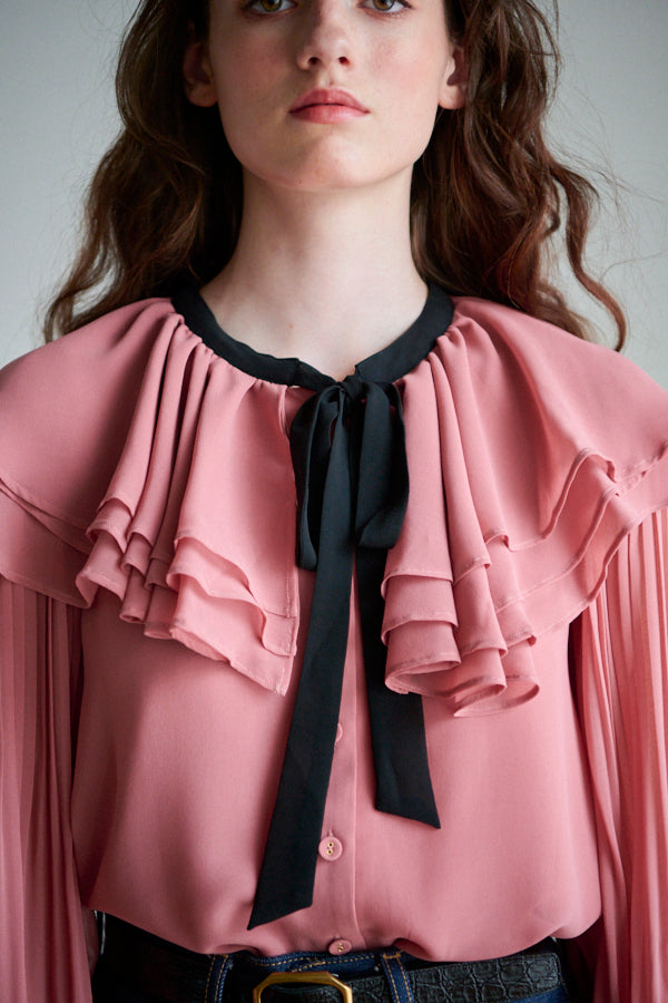 Queenie Bow Ruffled Blouse -PNK-