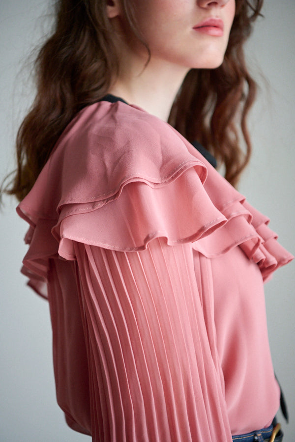 Queenie Bow Ruffled Blouse -PNK-