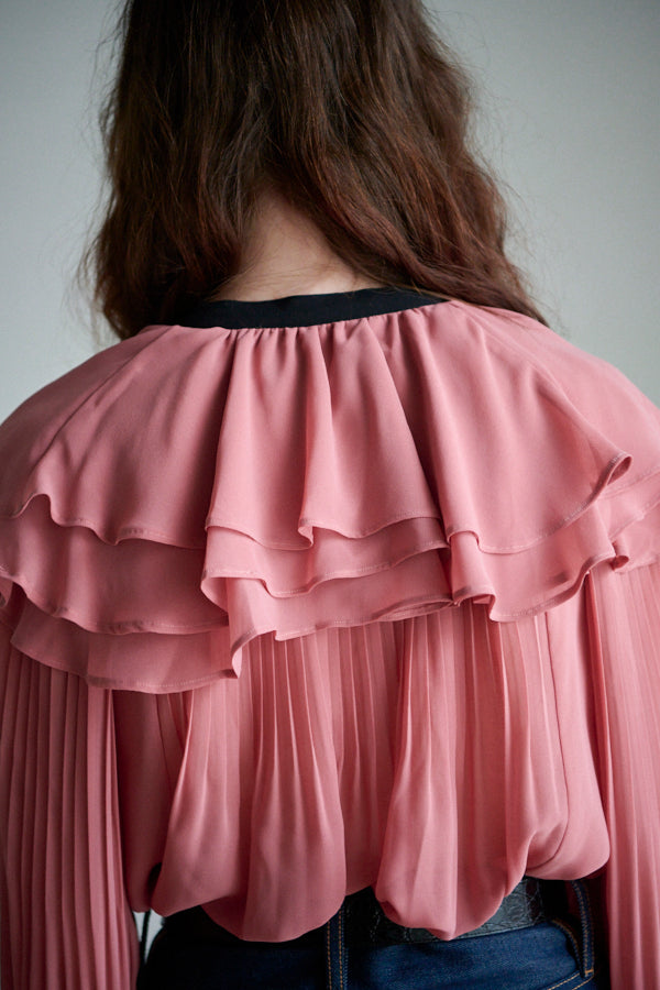 Queenie Bow Ruffled Blouse -PNK-