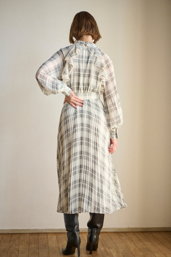 Aurelia Pleated Dress <br>  -WHT check-