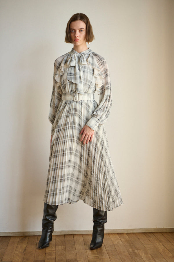 Aurelia Pleated Dress <br>  -WHT check-